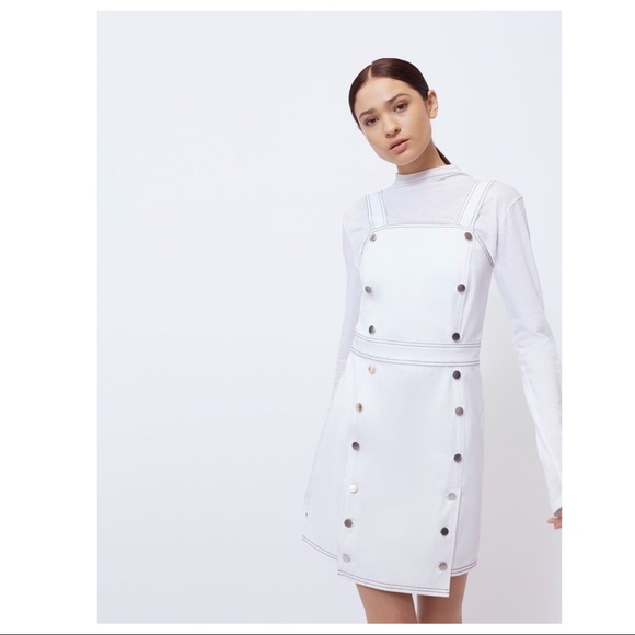 BLDWN WHITE BUTTON FRONT DENIM MINI DRESS - Picture 13 of 13